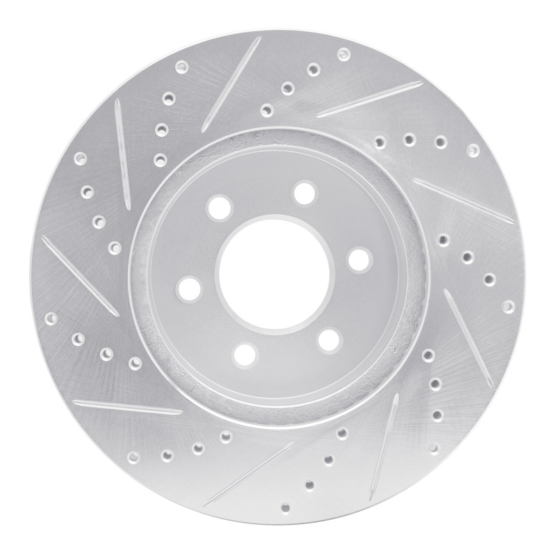 Dodge Durango Brake Rotor (1) - Front Right - R1 Concepts - Drilled & Slotted - Silver - 2003